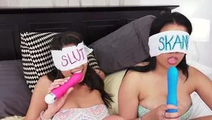 Blindfolded Babes Show Oral Skills