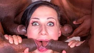 Nicole Love Enjoys Interracial Gangbang